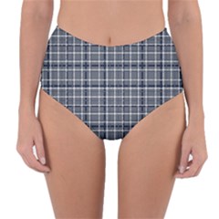 Pattern Carreaux Bleu/blanc Reversible High-waist Bikini Bottoms by kcreatif