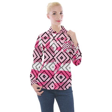 Patternabstraitrosenoir65 Women s Long Sleeve Pocket Shirt by kcreatif