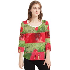 Photos Collage Coquelicots Chiffon Quarter Sleeve Blouse by kcreatif