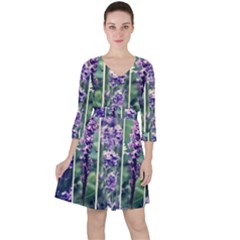 Collage Fleurs Violette Ruffle Dress