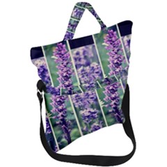 Collage Fleurs Violette Fold Over Handle Tote Bag