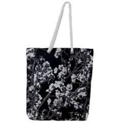 Fleurs De Cerisier Noir & Blanc Full Print Rope Handle Tote (large) by kcreatif