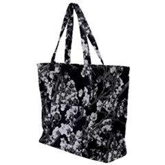 Fleurs De Cerisier Noir & Blanc Zip Up Canvas Bag by kcreatif