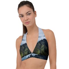 Green Mountain Halter Plunge Bikini Top by goljakoff