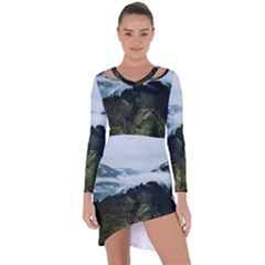 Green Mountain Asymmetric Cut-out Shift Dress by goljakoff