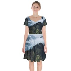 Green Mountain Short Sleeve Bardot Dress by goljakoff