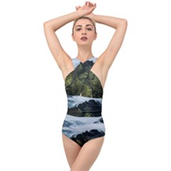 Green Mountain Cross Front Low Back Swimsuit by goljakoff