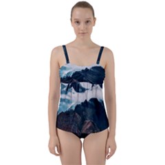 Blue Whale In The Clouds Twist Front Tankini Set by goljakoff