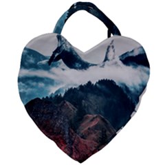Blue Whale In The Clouds Giant Heart Shaped Tote by goljakoff