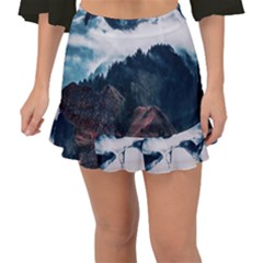 Blue Whale In The Clouds Fishtail Mini Chiffon Skirt by goljakoff