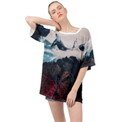 Blue Whale In The Clouds Oversized Chiffon Top by goljakoff