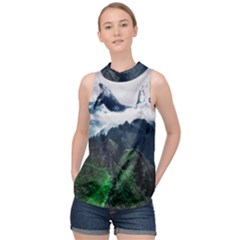 Whales Peak High Neck Satin Top by goljakoff