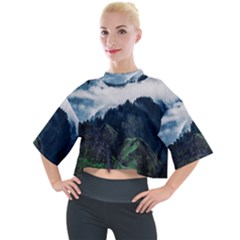 Whales Peak Mock Neck Tee by goljakoff