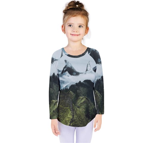 Whale Lands Kids  Long Sleeve Tee by goljakoff