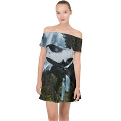 Whale Lands Off Shoulder Chiffon Dress by goljakoff