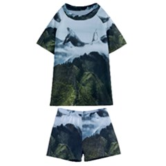 Whale Lands Kids  Swim Tee And Shorts Set by goljakoff