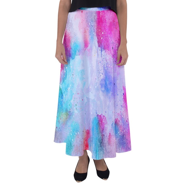 Rainbow paint Flared Maxi Skirt