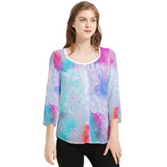 Rainbow Paint Chiffon Quarter Sleeve Blouse by goljakoff