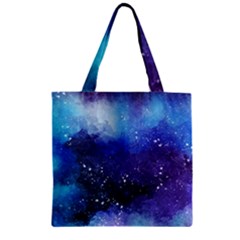 Blue Paint Zipper Grocery Tote Bag by goljakoff