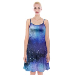 Blue Paint Spaghetti Strap Velvet Dress by goljakoff