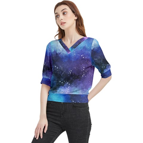 Blue Paint Quarter Sleeve Blouse by goljakoff