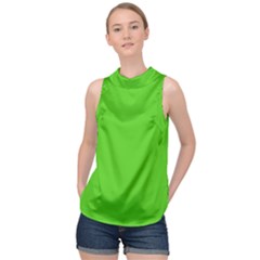 Bright Green High Neck Satin Top by FabChoice