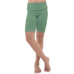 Dark Sea Green Kids  Lightweight Velour Cropped Yoga Leggings by FabChoice