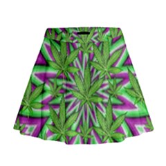 Purple, White, Green, Marijuana, Leaves, Cbdoilprincess  5de76707-e767-40d0-a70d-e7c36407f0a3 Mini Flare Skirt by CBDOilPrincess1