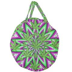 Purple, White, Green, Marijuana, Leaves, Cbdoilprincess  5de76707-e767-40d0-a70d-e7c36407f0a3 Giant Round Zipper Tote by CBDOilPrincess1