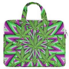 Purple, White, Green, Marijuana, Leaves, Cbdoilprincess  5de76707-e767-40d0-a70d-e7c36407f0a3 Macbook Pro Double Pocket Laptop Bag by CBDOilPrincess1