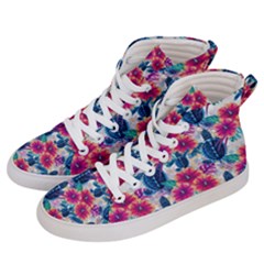 Tropical Flowers Turtles Cbdoilprincess 9a8efa63-1b6b-4226-a85c-858859e581d8 Men s Hi-top Skate Sneakers