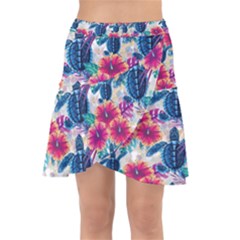 Tropical Flowers Turtles Cbdoilprincess 9a8efa63-1b6b-4226-a85c-858859e581d8 Wrap Front Skirt by CBDOilPrincess1