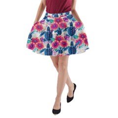 Tropical Flowers Turtles Cbdoilprincess 9a8efa63-1b6b-4226-a85c-858859e581d8 A-line Pocket Skirt by CBDOilPrincess1