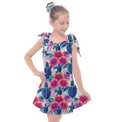 Tropical Flowers Turtles Cbdoilprincess 9a8efa63-1b6b-4226-a85c-858859e581d8 Kids  Tie Up Tunic Dress