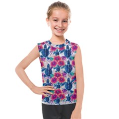 Tropical Flowers Turtles Cbdoilprincess 9a8efa63-1b6b-4226-a85c-858859e581d8 Kids  Mesh Tank Top by CBDOilPrincess1