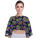 Vibrant Colors CBDOilPrincess 47064993-d0bc-4cda-b403-dc84c3d564a3 Tie Back Butterfly Sleeve Chiffon Top View1