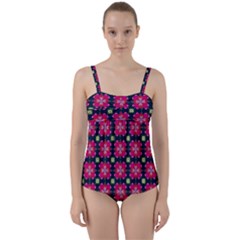 Pattern Of Hearts Twist Front Tankini Set by SychEva