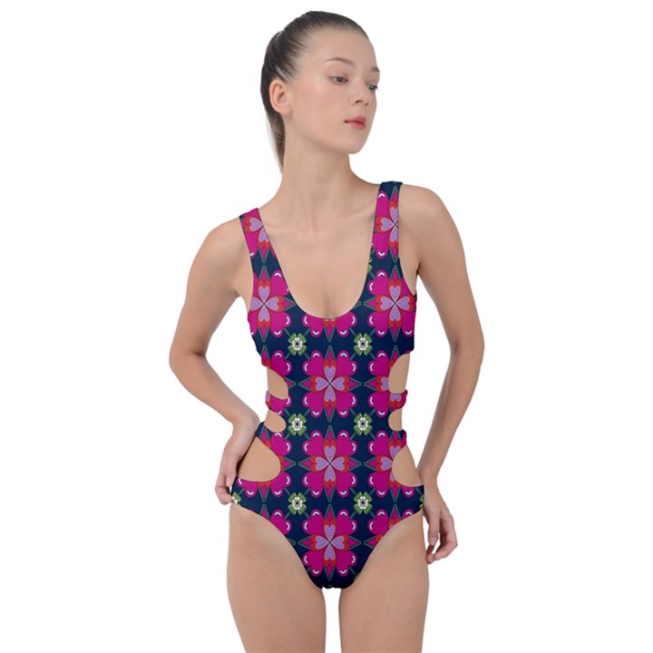 Pattern Of Hearts Side Cut Out Swimsuit