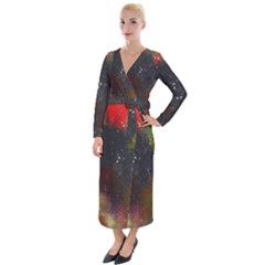 Abstract Paint Drops Velvet Maxi Wrap Dress by goljakoff