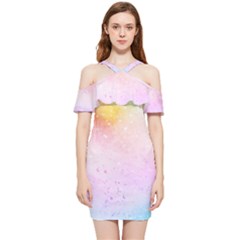 Rainbow Paint Shoulder Frill Bodycon Summer Dress by goljakoff