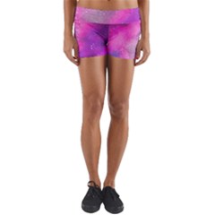 Purple Space Paint Yoga Shorts by goljakoff