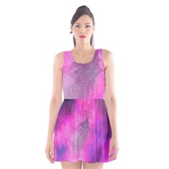 Purple Space Paint Scoop Neck Skater Dress by goljakoff