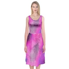 Purple Space Paint Midi Sleeveless Dress by goljakoff
