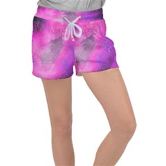 Purple Space Paint Velour Lounge Shorts by goljakoff
