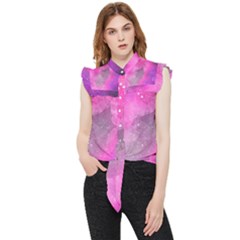 Purple Space Paint Frill Detail Shirt by goljakoff