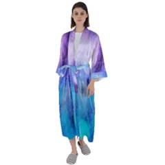 Metallic Paint Maxi Satin Kimono by goljakoff