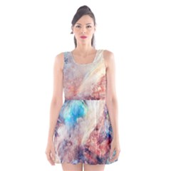 Abstract Galaxy Paint Scoop Neck Skater Dress by goljakoff