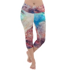 Abstract Galaxy Paint Lightweight Velour Capri Yoga Leggings by goljakoff