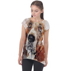 Dog Paint Cap Sleeve High Low Top by goljakoff