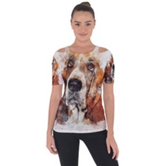 Dog Paint Shoulder Cut Out Short Sleeve Top by goljakoff